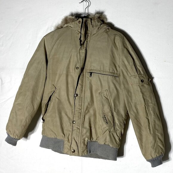 Vintage Eddie Bauer Tan Down Filled Bomber Jacket S - Picture 16 of 16